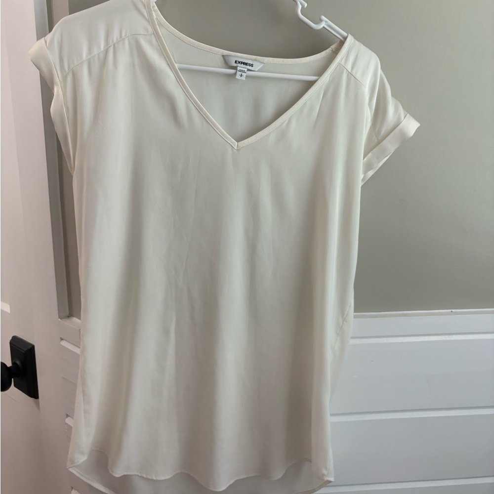 Express Cream V-Neck Blouse